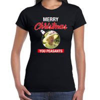 Queen/koningin Merry Christmas peasants fout Kerstshirt zwart voor dames