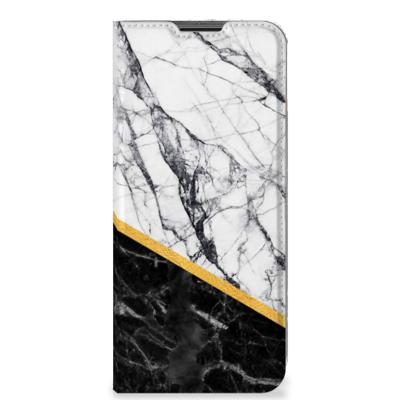 Nokia G50 | Standcase | Marmer Wit Zwart - Origineel Cadeau Man Nokia G50 | Standcase | Marmer Wit Zwart - Origineel Cadeau Man