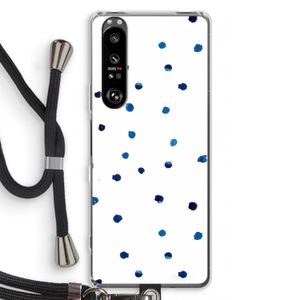 Blauwe stippen: Sony Xperia 1 III Transparant Hoesje met koord