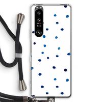 Blauwe stippen: Sony Xperia 1 III Transparant Hoesje met koord