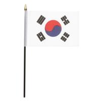 Zuid Korea - mini vlaggetje van 10 x 15 cm op stokje - Landen vlag - H27 cm