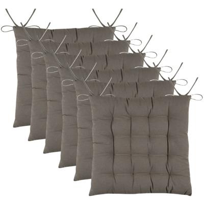 Stof Textile stoelkussens DUO - 6x - taupe - 38 x 38 x 3.5 cm - touwtjes sluiting