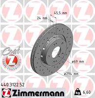 Remschijf SPORT REMSCHIJF COAT Z ZIMMERMANN, Remschijftype: Binnen geventileerd, u.a. für Mitsubishi, Citroën, Peugeot - thumbnail