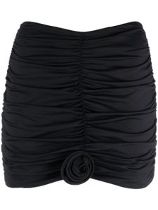 La Reveche minijupe froncée Lillibet à applique fleur - Noir