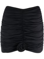 La Reveche minijupe froncée Lillibet à applique fleur - Noir