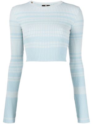 Elisabetta Franchi pull crop à rayures - Bleu