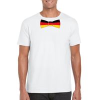 Wit t-shirt met Duitsland vlag strikje heren - thumbnail