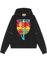 Gucci removable-sleeve Gucci Sunset-print hoodie - Noir