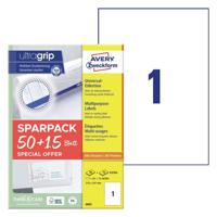 Avery-Zweckform 6603 Universele etiketten 210 x 297 mm Papier Wit 65 stuk(s) Permanent hechtend Laser (kleur), Laser (zwart/wit)