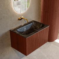 Badmeubel Mondiaz Kurve-Dlux | 70 cm cm | Meubelkleur Ruby | Wastafelkleur Lava | Solid surface | Wasbak midden spoelbak | Zonder kraangat(en)