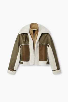 Bikerjack met schapenvacht - GREEN - XL