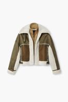 Bikerjack met schapenvacht - GREEN - XL