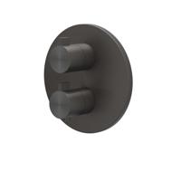 Afbouwdeel IVY Tribe Inbouwthermostaat 2-weg Met Rond Rozet Geborsteld RVS316 Carbon Black PVD IVY