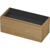 INK - Onderkast 1L met Binnenlade Greeploos Houten Keerlijst Fineer Zonder Sifonuitsparing in Binnenlade - 1000x450x400 Mm - Natur Fineer