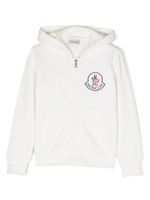 Moncler Enfant hoodie zippé à patch logo - Blanc - thumbnail