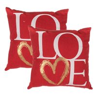 Set van 2x stuks valentijn cadeau sierkussens rood love 40 x 40 cm