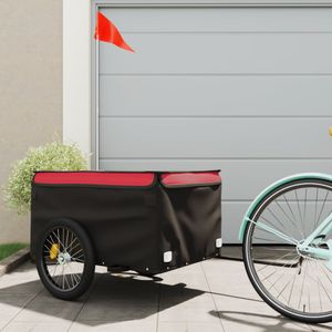 Fietstrailer 45 kg ijzer zwart en rood