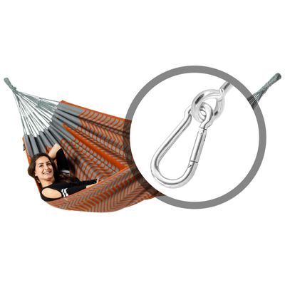 Tweepersoons hangmat met bevestiging - 350x160cm - Bruin - 160kg draagkracht- 100% katoen - binnen & buiten
