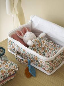 Aanpasbaar koffertje met knuffel RETRO FLOWER geel