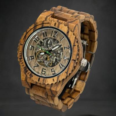 TimberWood Horizon™ - Zebra Houten Automatisch Horloge, Zelfopwindend