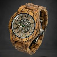 TimberWood Horizon™ - Zebra Houten Automatisch Horloge, Zelfopwindend