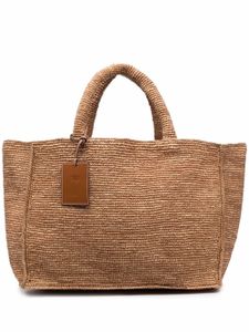 Manebi grand sac cabas Sunset à breloque logo - Marron