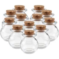Kleine flesjes/potjes - 20x - glas - met kurk dop - 5 x 6 cm - Bedankjes/weggevertjes