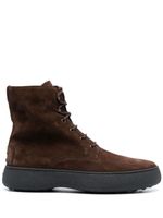 Tod's bottines à patch logo - Marron