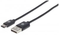 Manhattan USB-kabel USB 2.0 USB-A stekker, USB-C stekker 0.50 m Zwart 354912