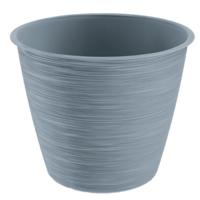 Plantenpot/bloempot Paintstripe - kunststof - steengrijs - 15 x 12 cm - stijlvol