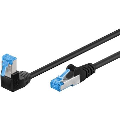Patchkabel Cat.6a S/FTP (PiMF), 1x 90° Kabel
