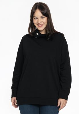 Yoek Sweater met strassknopen | Zwart | Maat 38/40