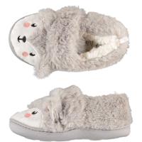 Kinder dieren pantoffels/sloffen poolvos - maat 27-28 - grijs - warm voor de winter