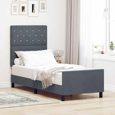 Bedframe met hoofdeinde Donkergrijs 80 x 200 cm Fluweel