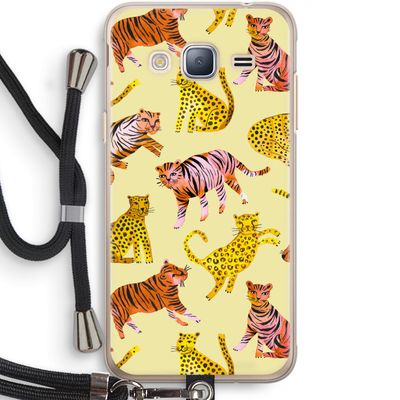Cute Tigers and Leopards: Samsung Galaxy J3 (2016) Transparant Hoesje met koord