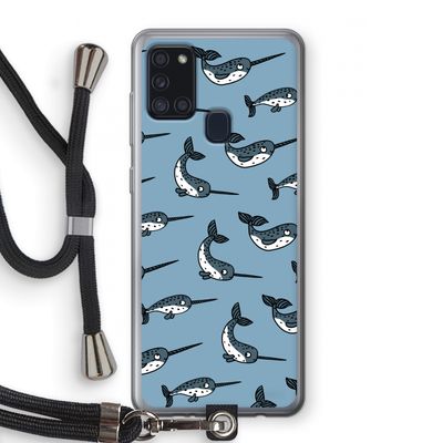 Narwhal: Samsung Galaxy A21s Transparant Hoesje met koord