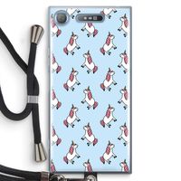 Eenhoorns overal: Sony Xperia XZ1 Transparant Hoesje met koord
