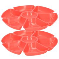 Excellent Houseware Hapjes/chips serveerschaal - set 2x stuks - oranje - 29 cm - thumbnail