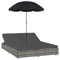 The Living Store Ligbed - Grijs - 197 x 140 x 190 cm - Weerbestendig - PE-rattan - thumbnail