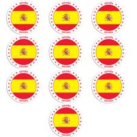 Vlag van Spanje stickers - 10x - rond - D14,8 cm - in vlag kleuren - Landen thema