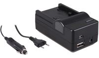 4-in-1 acculader voor Sony NP-FP30 / NP-FP50 / NP-FP70 / NP-FP90 - laden via stopcontact, auto, USB en Powerbank - thumbnail