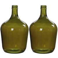 2x stuks fles vazen Diego H30 x D18 cm groen gerecycled glas