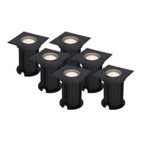 Set van 6 Ramsay LED Grondspots - Vierkant - Dimbaar - GU10 - 4000K neutraal wit - 4 Watt 345 Lumen - Tuinspot - Zwart - IP67 waterdicht - Overrijdbaar voor de Oprit, Tuin en Terras