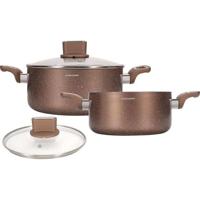 Pottenset - ARTHUR MARTIN - AM9820 - 20-24 cm met glazen deksel - Aluminium - Alle warmtebronnen inclusief inductie