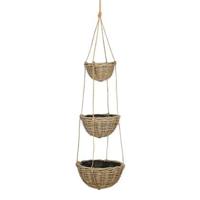 Mica Decorations Plantenbak Marcia - 40x40x150 cm - Rotan - Grijs