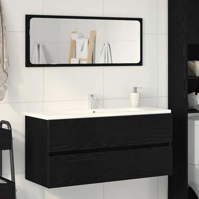 Wastafelkast 100x38,5x45 cm spaanplaat zwart eikenkleurig