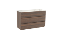Storke Edge staand badmeubel 120 x 52 cm notenhout met Mata asymmetrisch rechtse wastafel in solid surface mat wit