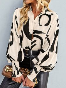 Shirt Collar Loose Geometric Casual Blouse