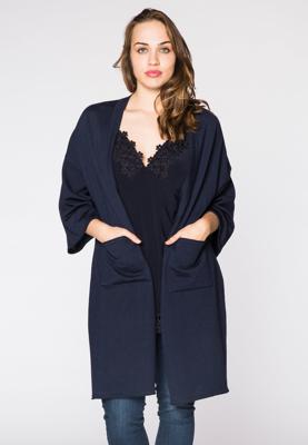 Yoek Kimono-Vest met zakken | Blauw | Maat 46/48