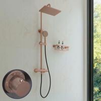 Regendouche set SaniClear Vision Curved | Opbouw | 20x30 cm | Mengkraan | Incl.Handdoucheset | Koper Geborsteld